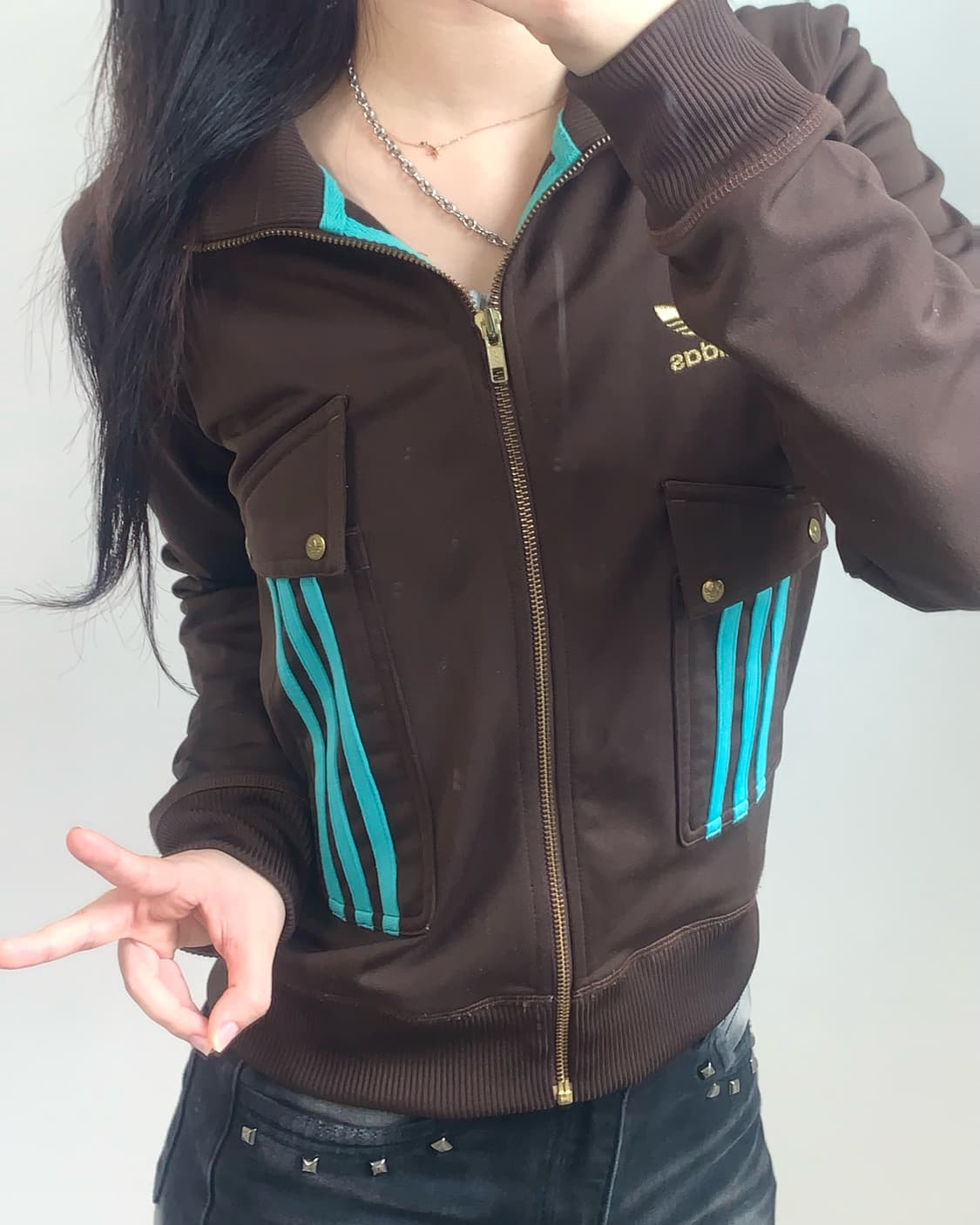 Adidas 아디다스 딥브라운-민트 포켓 트랙탑  상품이미지1