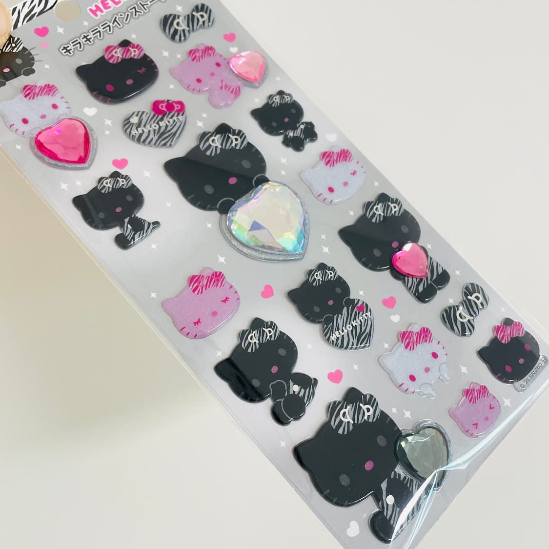 헬로키티 라인스톤 스티커 블랙 핑크 지브라 상품이미지1