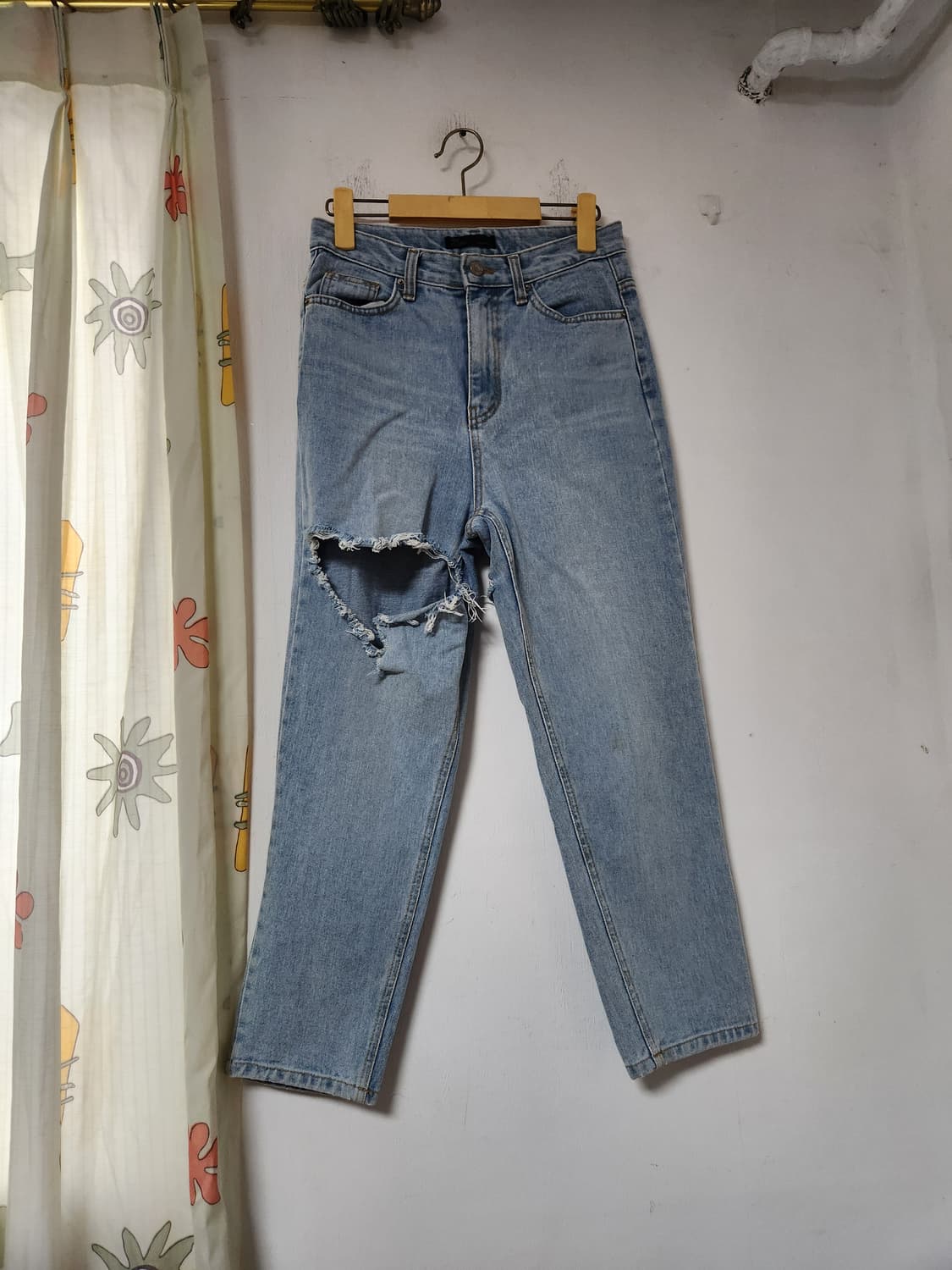 라이트 데님 데미지 청바지  찢청 M 상품이미지1