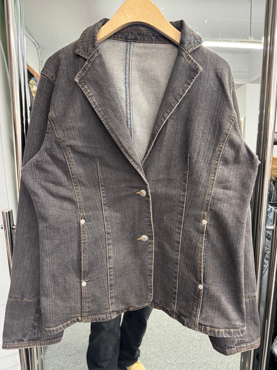 japanese vintage 우먼스 흑청데님 블레이저 상품이미지1