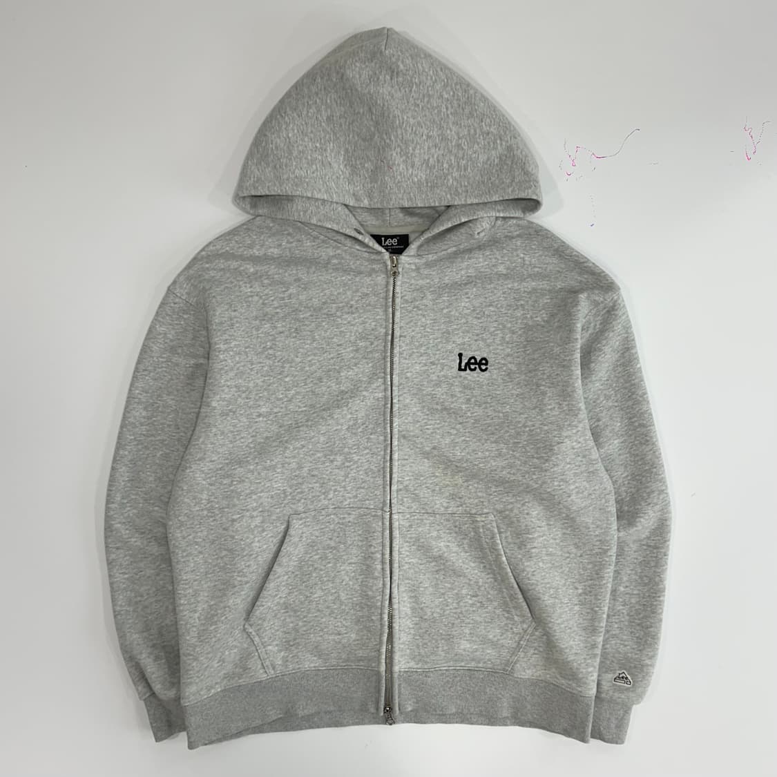 Lee 리 블랙 로고 그레이 후드집업 상품이미지3