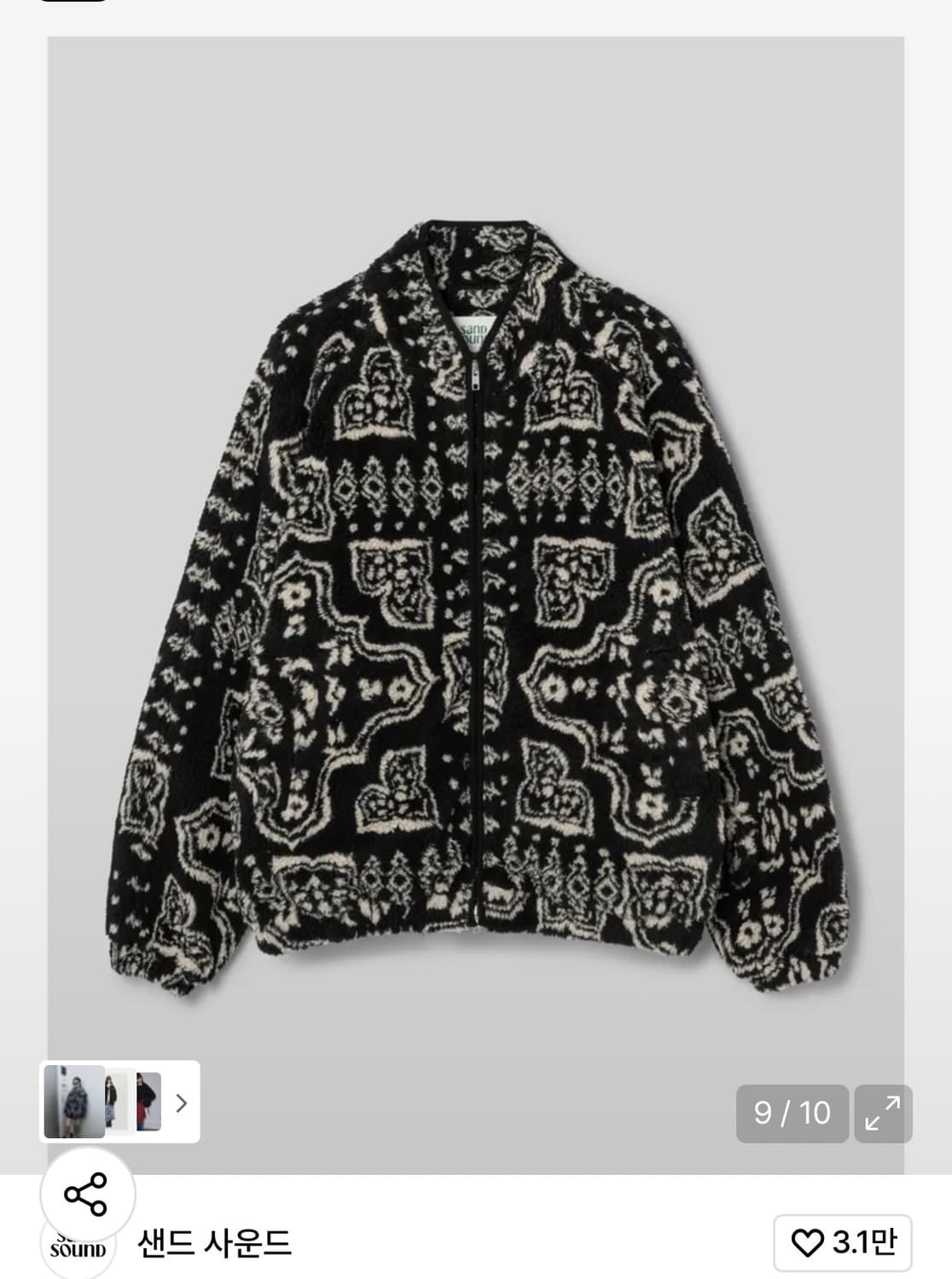 샌드사운드 노르딕패턴 후리스 점퍼/블랙/03(L)사이즈 상품이미지2