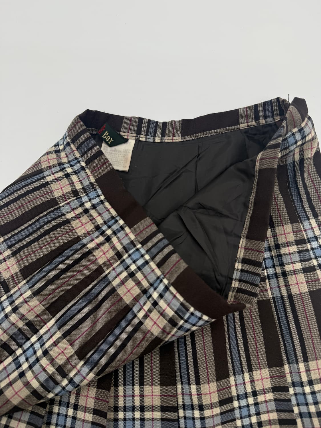 빈티지 Eastboy 체크 레이어드 플리츠 미니 스커트 상품이미지3