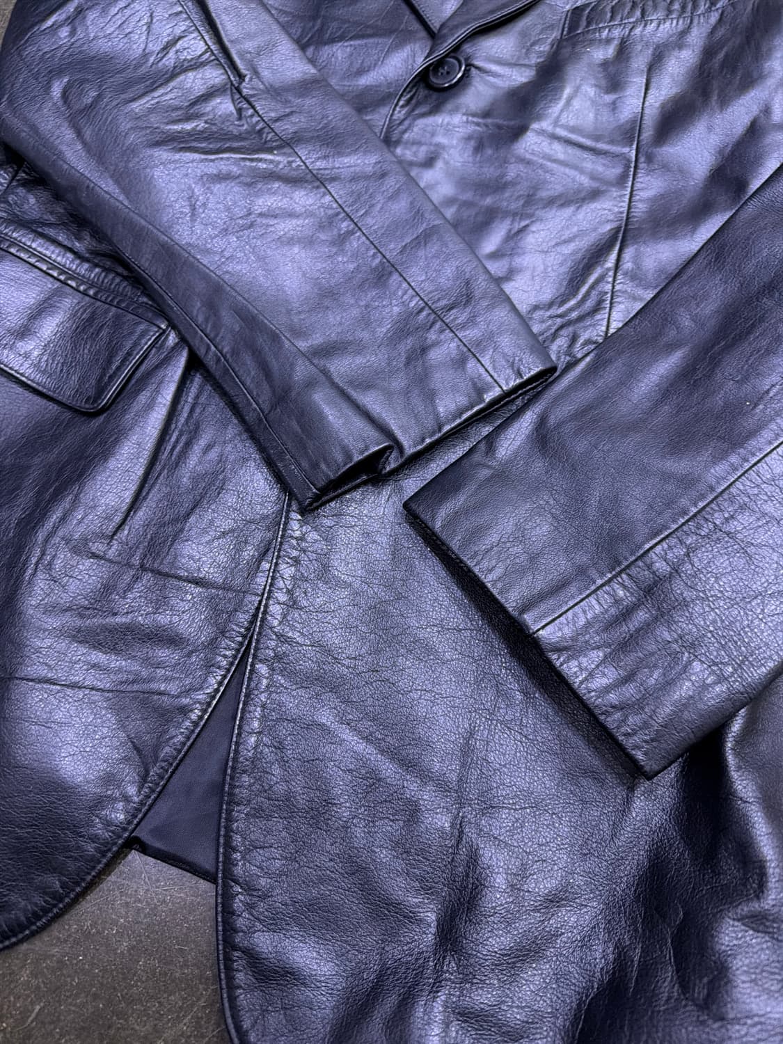 심플 클래식 싱글 3버튼 블레이저 양가죽 레더자켓 M 상품이미지6