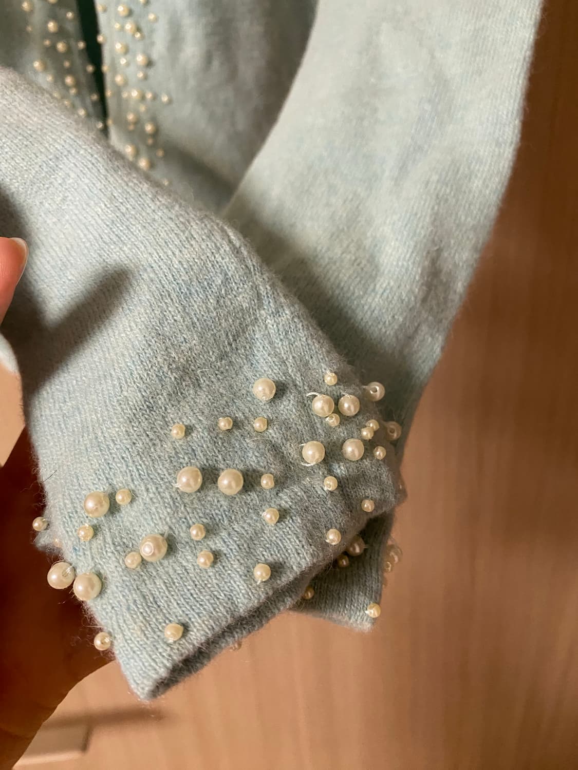 울 진주 앙고라 소라색 가디건 상품이미지4