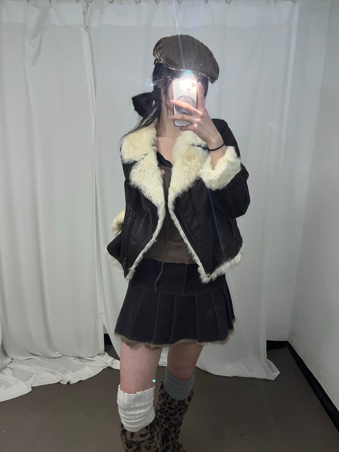 양털 트리밍 브라운 무스탕 상품이미지6