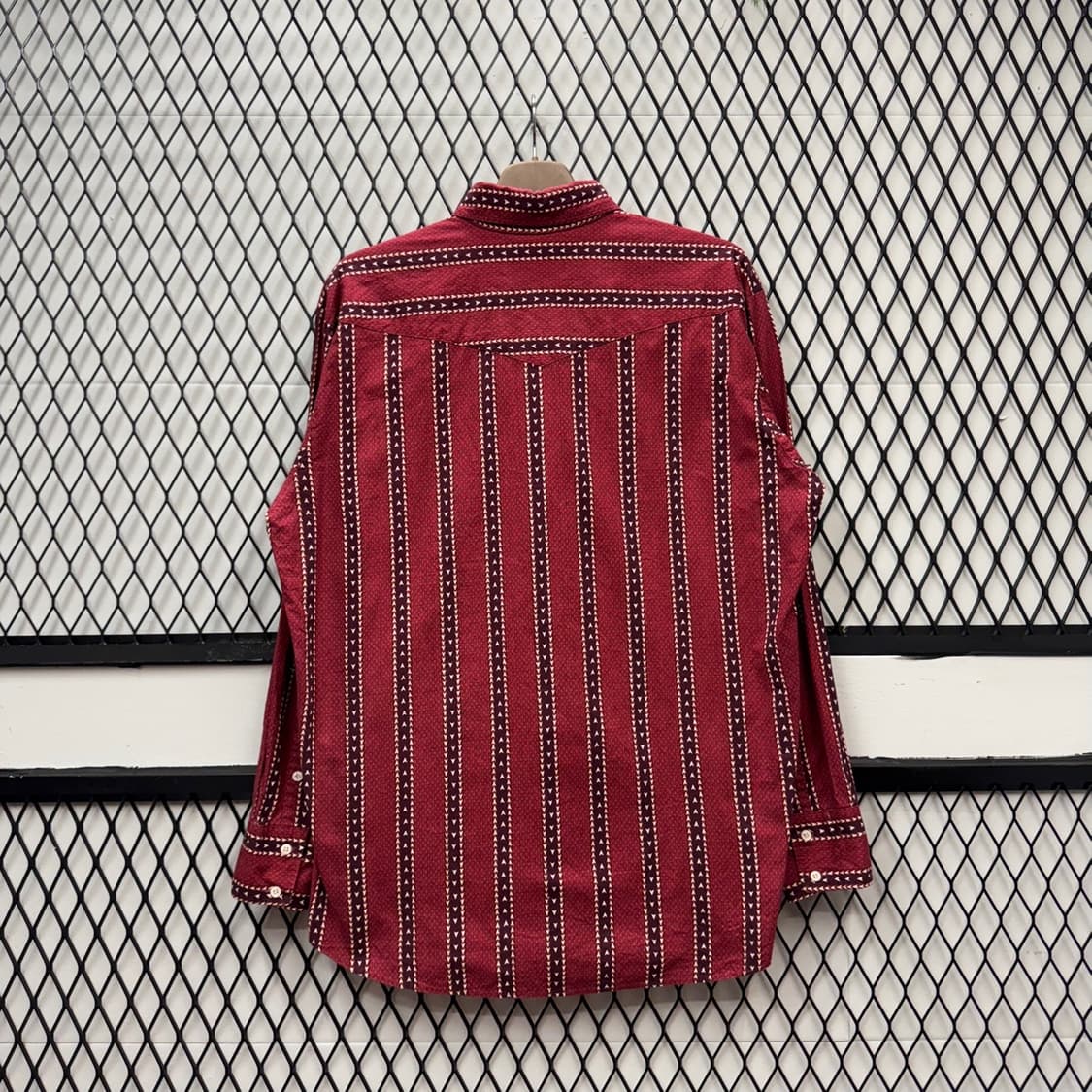 USA VTG 웨스턴 셔츠 스트라이프 패턴 투포켓 디테일 버건디 상품이미지2