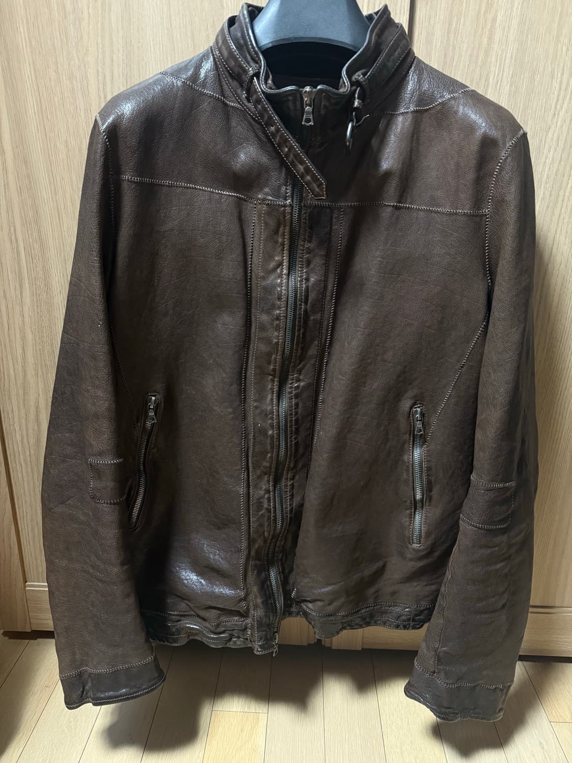 닐바렛 버팔로 레더 빈티지 자켓 브라운L 상품이미지1