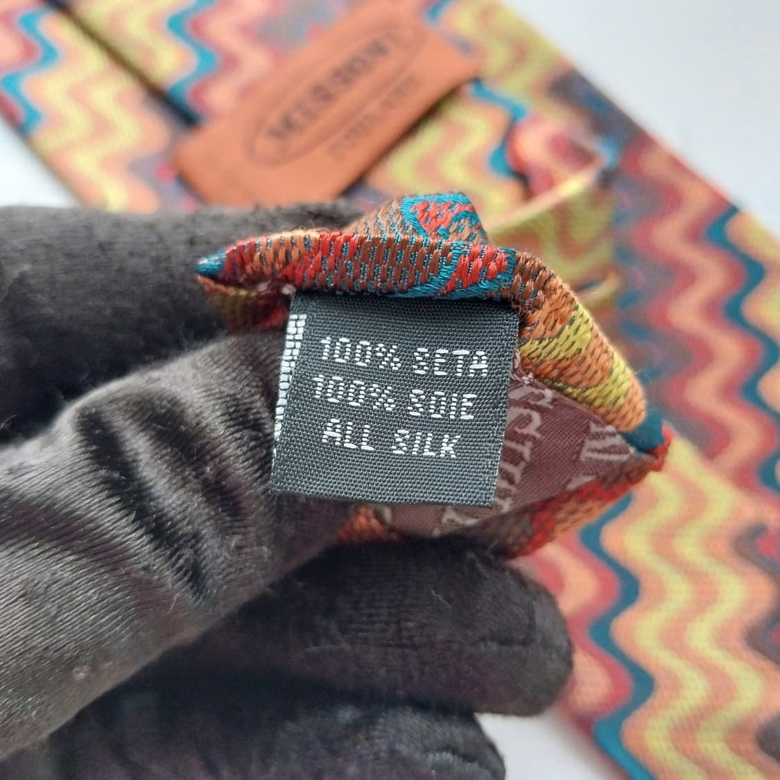 미쏘니 브라운 멀티 지그재그 패턴 넥타이 9.7cm A+등급 K2566 상품이미지8