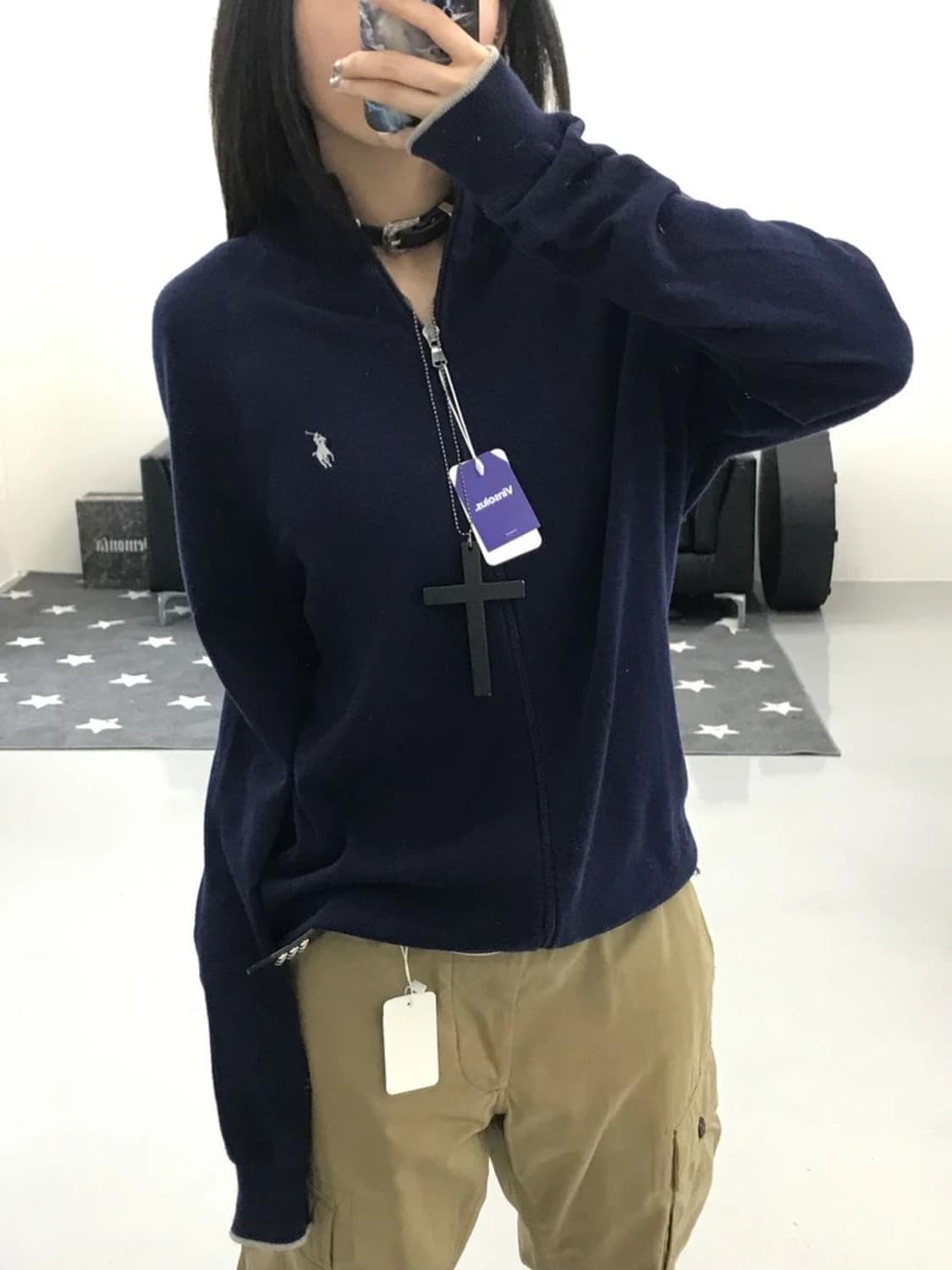 폴로 신형 네이비 니트 집업 상품이미지2