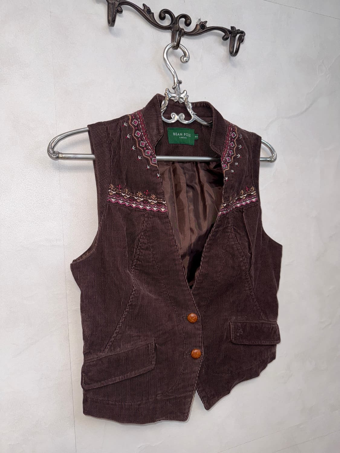 Bean pole brown bohemian corduroy vest 상품이미지2