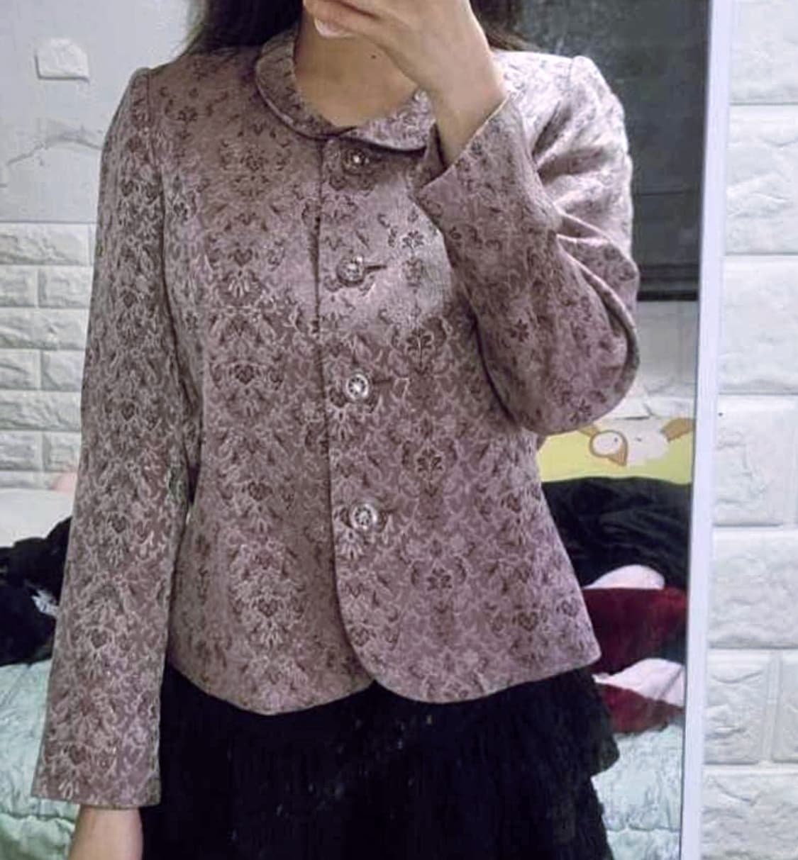빈티지 패턴 퍼플 여성 자켓 상품이미지1