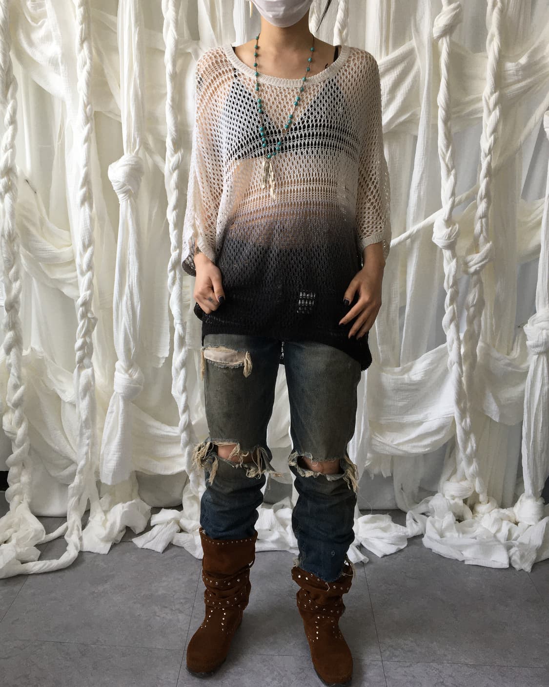 Gradation net knit 상품이미지1