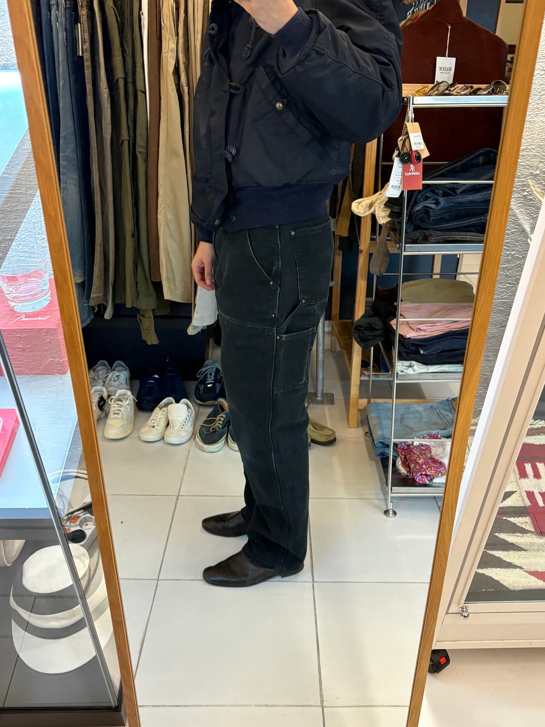 [B01] 빈티지 칼하트 더블니 블랙 썩블니 덩가리핏 34x30 상품이미지7