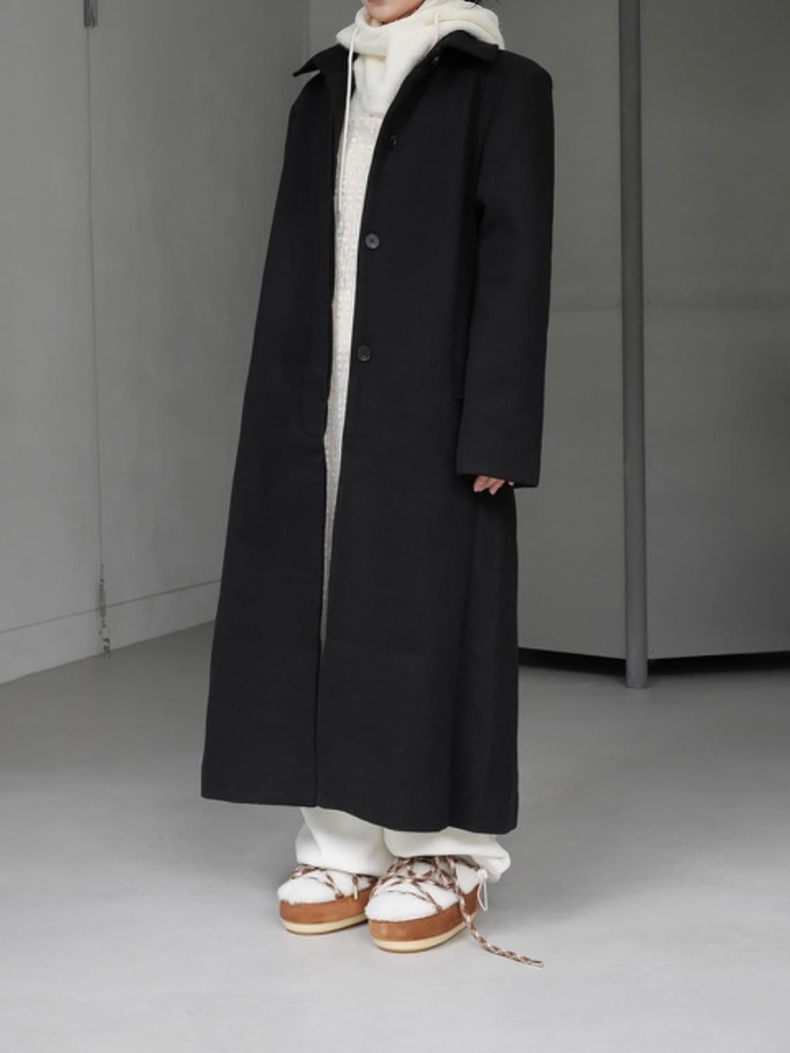 바이너리원 울 하이 롱코트 상품이미지2