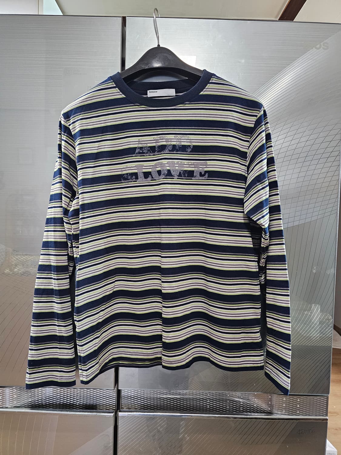 새.상.품 Addslow 스트라이프 긴팔티 애드슬로우 빈티지 레터링 0싸 상품이미지1