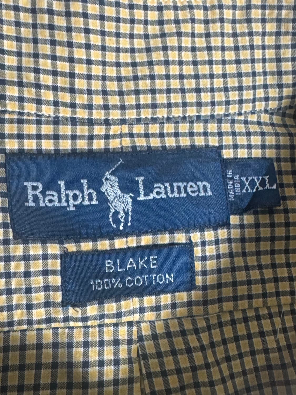 빅사이즈 polo 폴로 랄프로렌 옐로우 깅엄 체크 반팔 셔츠 xxl 상품이미지4