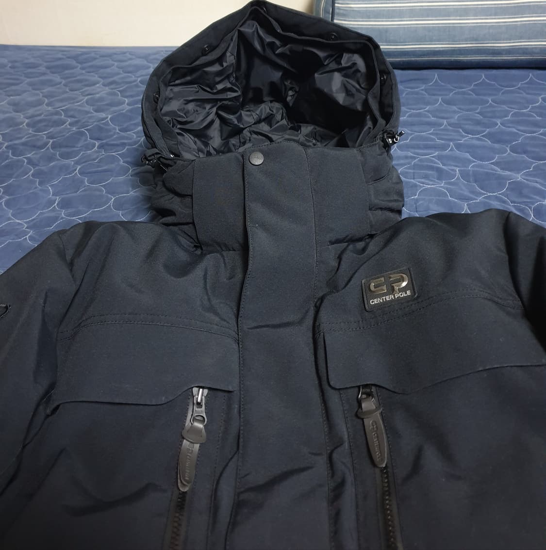 센터폴 거위털 후디 패딩 자켓 블랙 (100) 상품이미지2