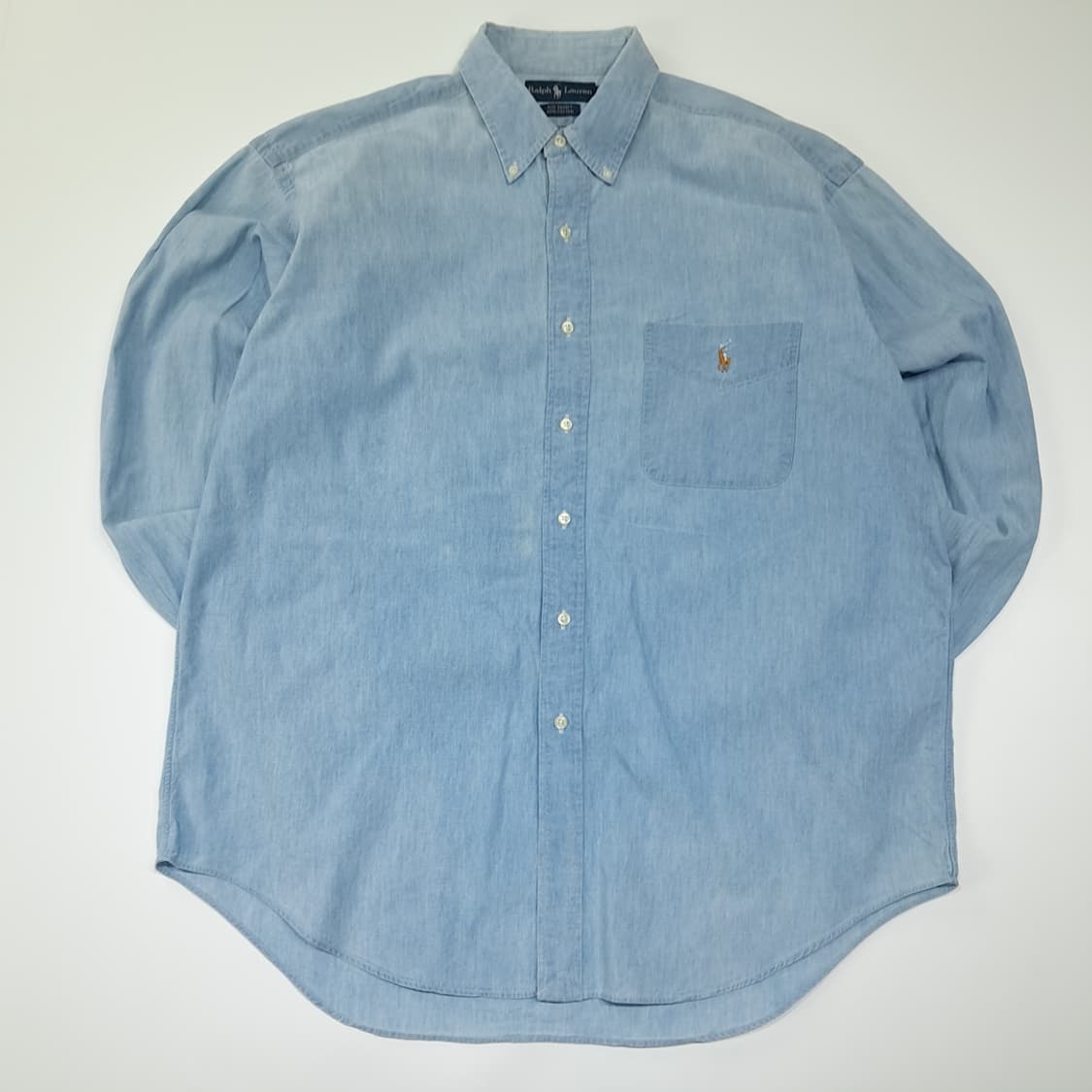 CL630 L 폴로 90s 코튼 빅셔츠 라인 샴브레이 셔츠 남방 상품이미지1