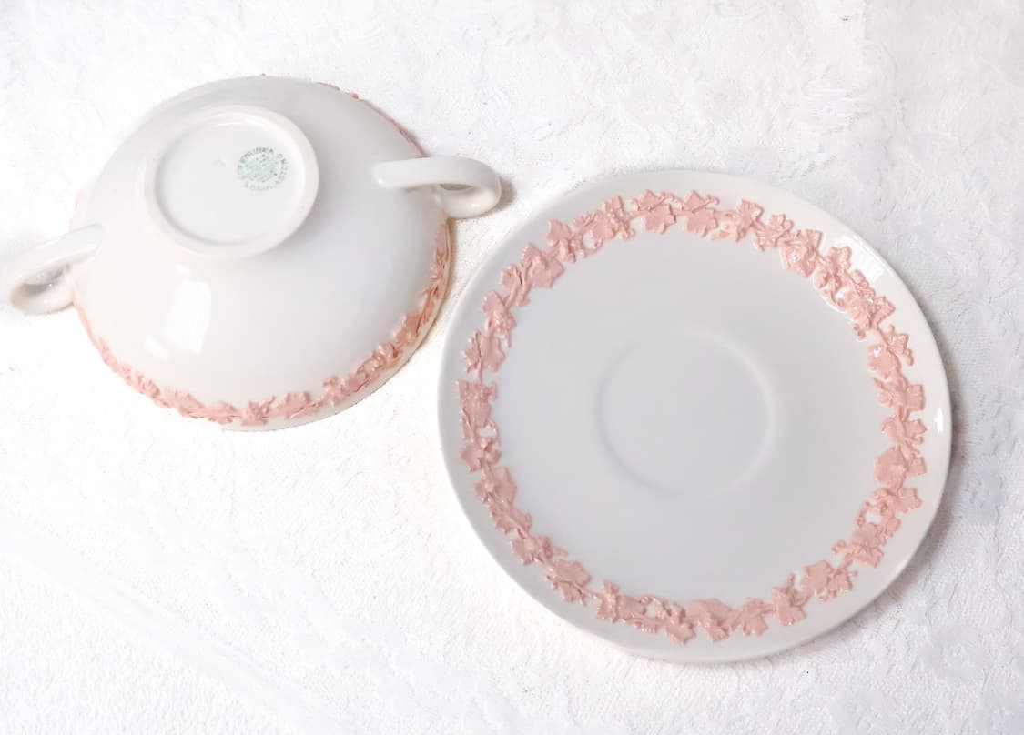 [영국앤틱]웨지우드 퀸즈웨어 핑크온크림 양손스프볼 상품이미지7