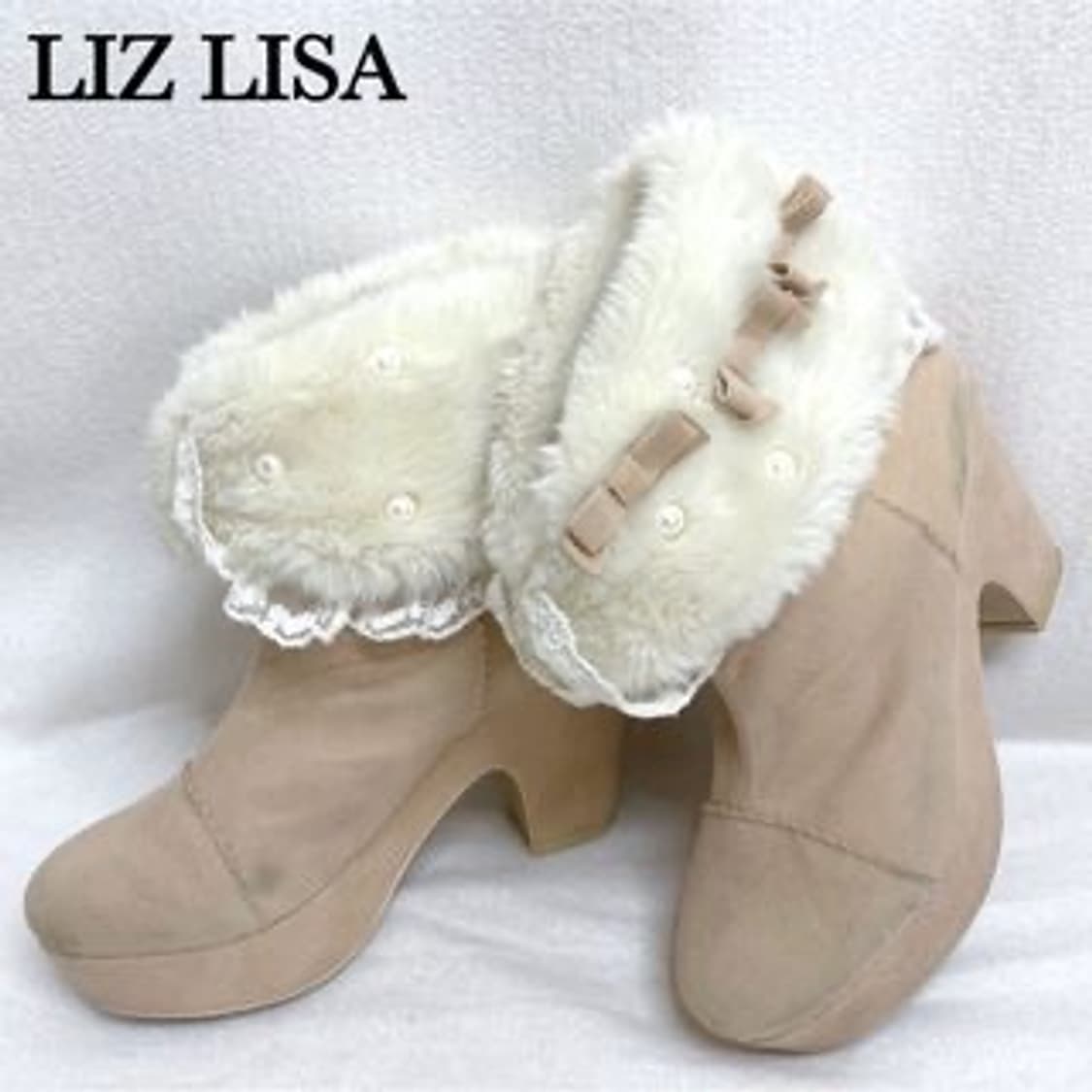 리즈리사 퍼 부츠 힐 라떼갸루 히메갸루 어그 아가일 큐롯 롱부츠 상품이미지4