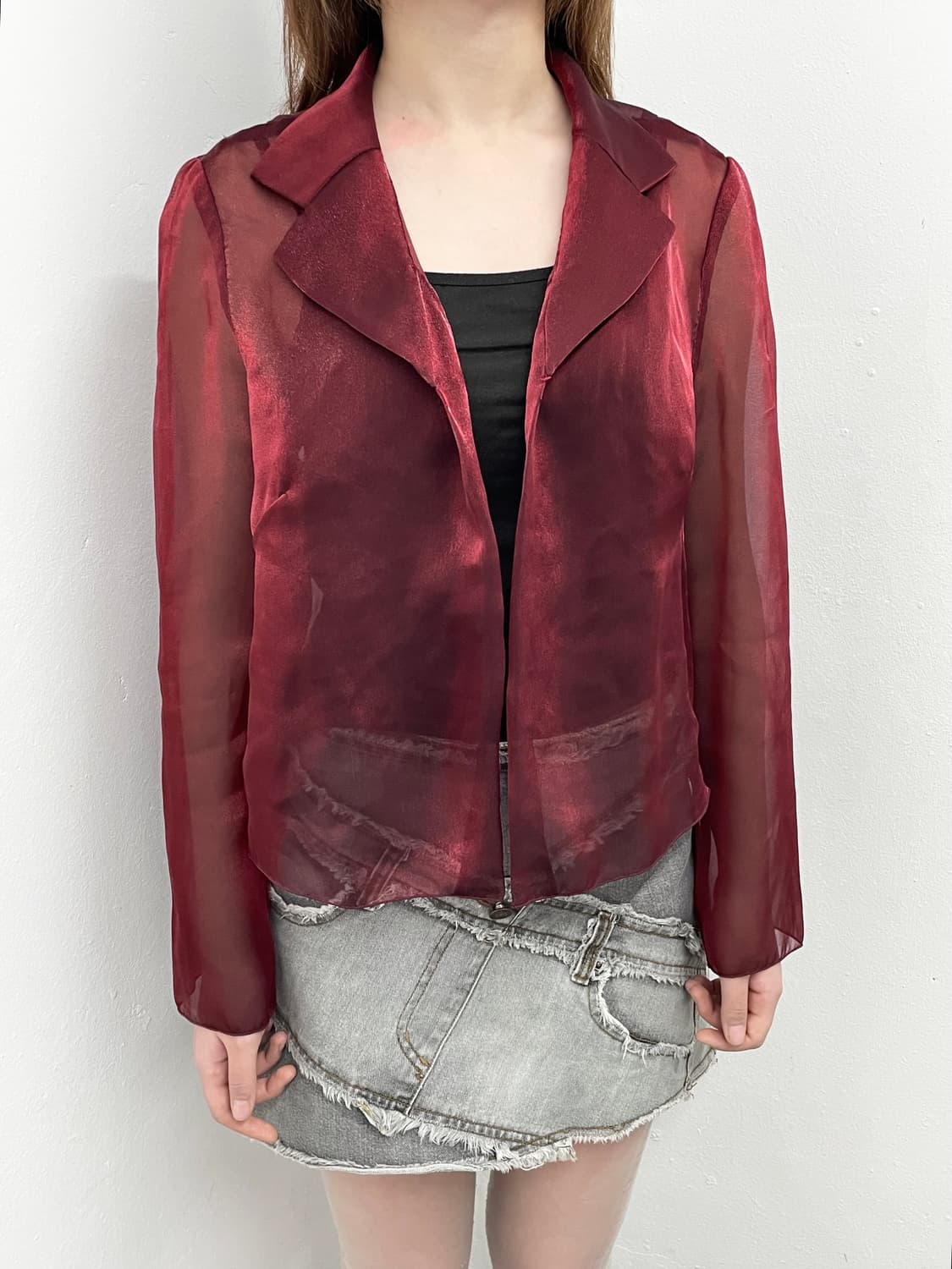 세실맥비 갸루 흑청 패치워크 스커트 상품이미지4