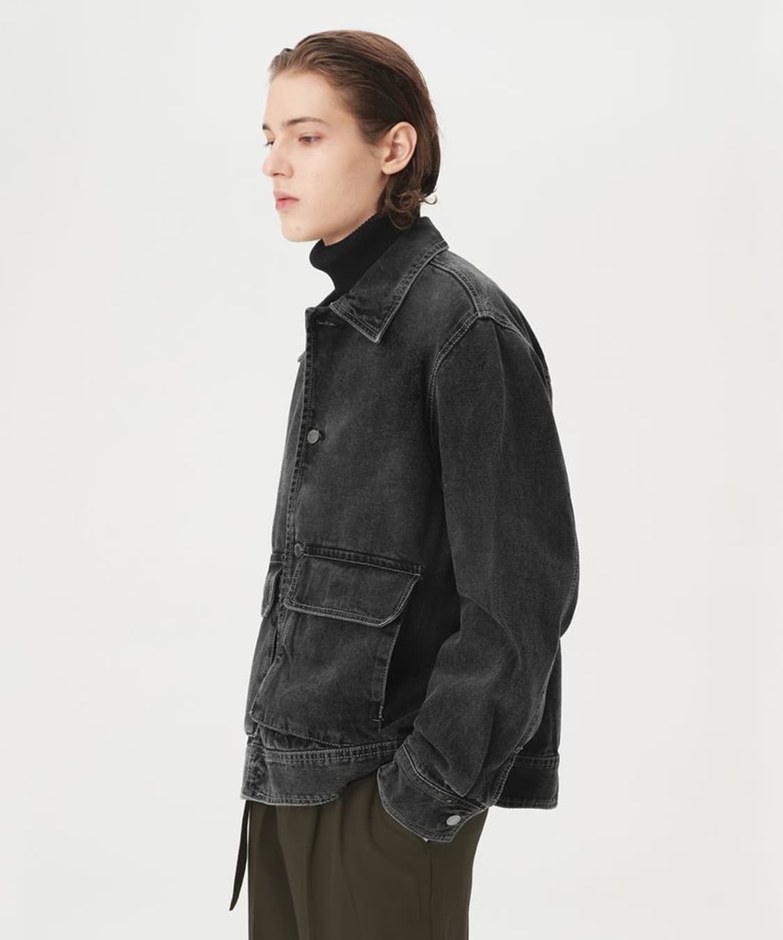 cocl 커스텀어클락 데님 크롭 자켓 흑청 상품이미지4