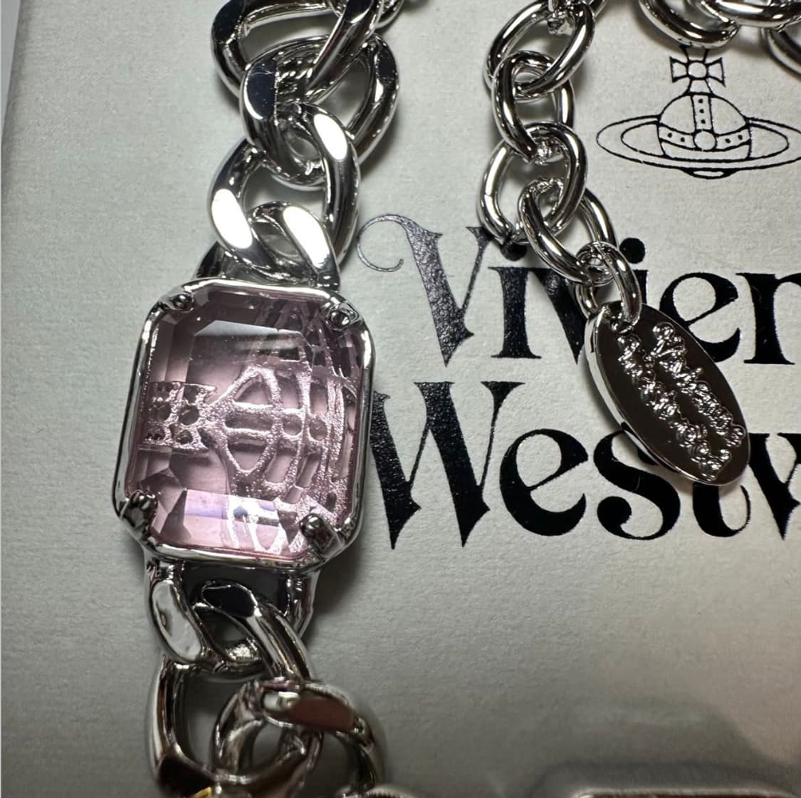 비비안웨스트우드 아카이브 핑크 크리스탈 orb 볼드 브레이슬릿 팔찌 상품이미지2