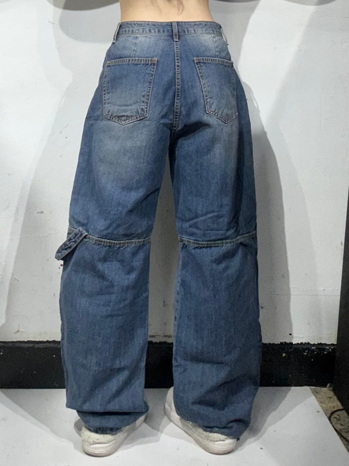 일본 빈티지 중청 카펜터 워싱 와이드 데님 팬츠 청바지 M  상품이미지3