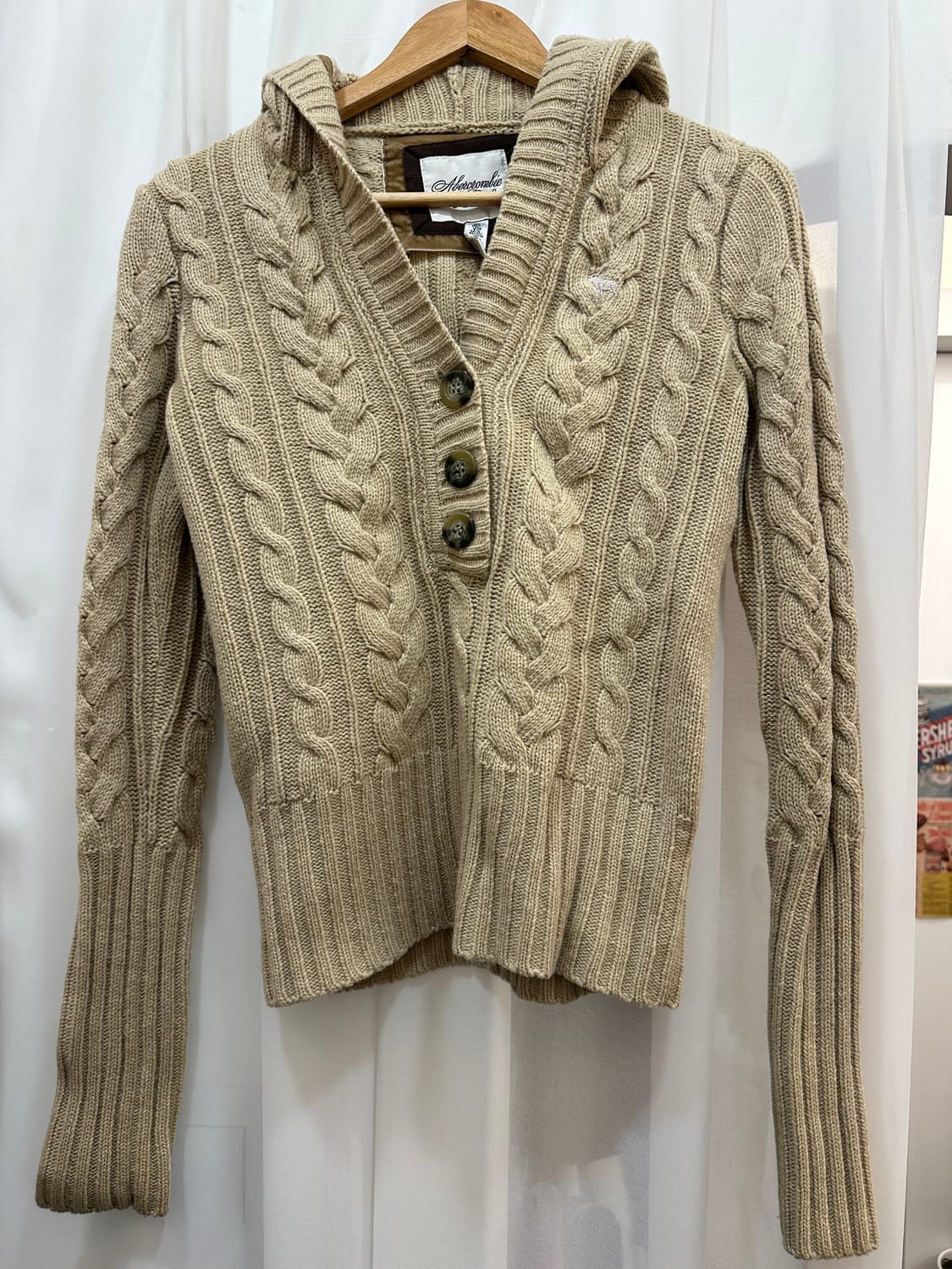 아베크롬비 꽈배기 후드 니트 M 상품이미지1