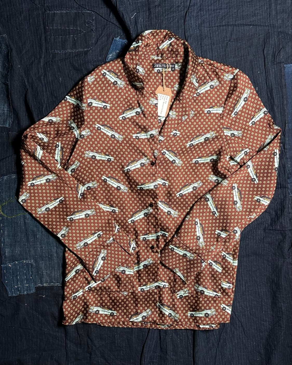 Zara 레트로카 프린트 셔츠 XS 상품이미지1