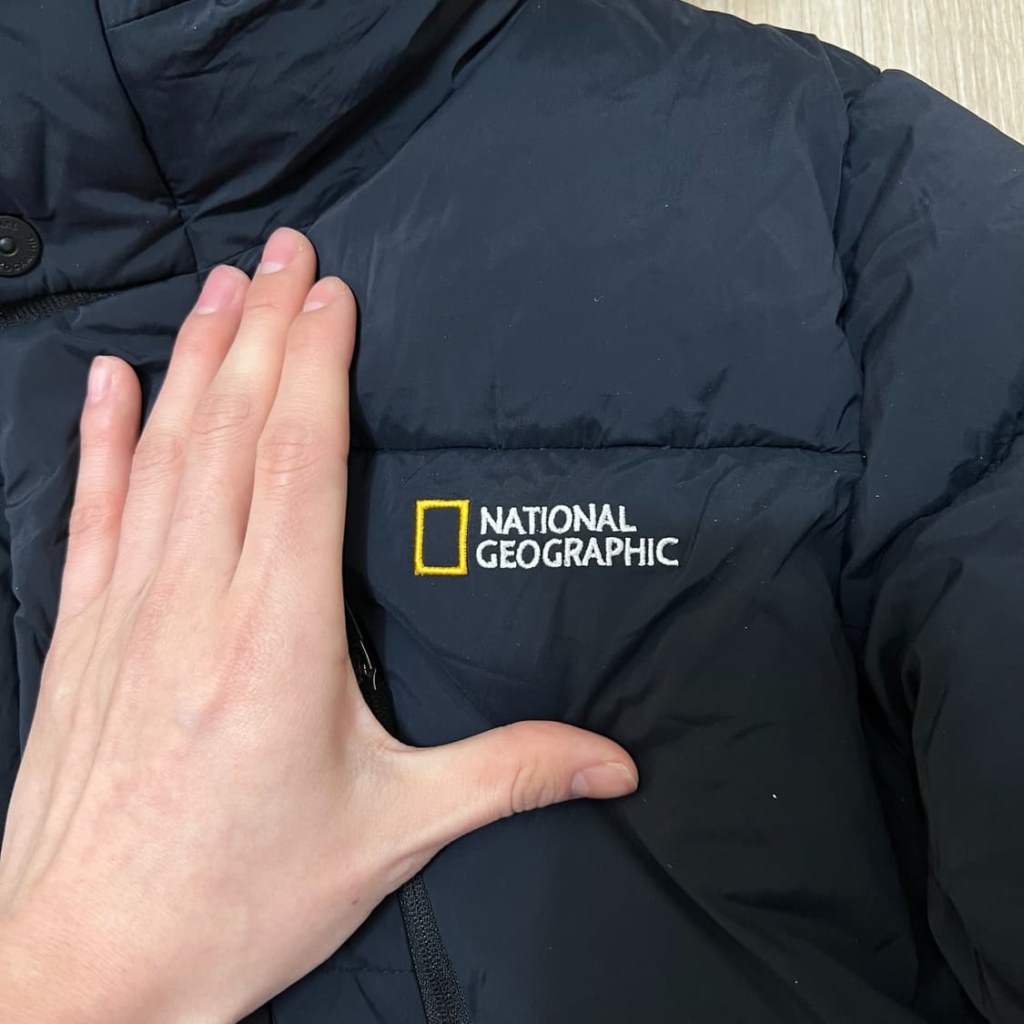내셔널지오그래픽 키즈 와펜 구스다운 후드 롱패딩 160 상품이미지3