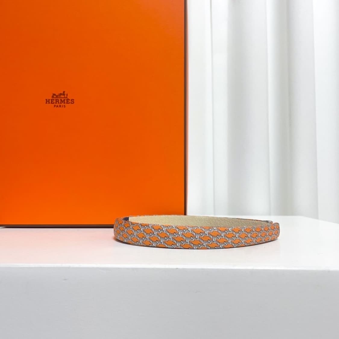 정품 에르메스 오렌지 H 머리띠 상품이미지3