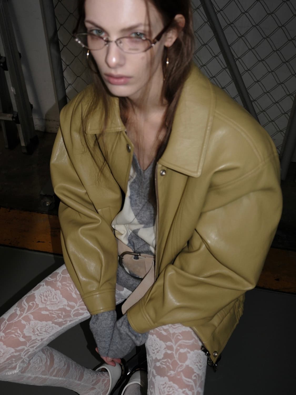 오버듀플레어 빈티지 레더자켓 블루종 머스타드 새상품 상품이미지2