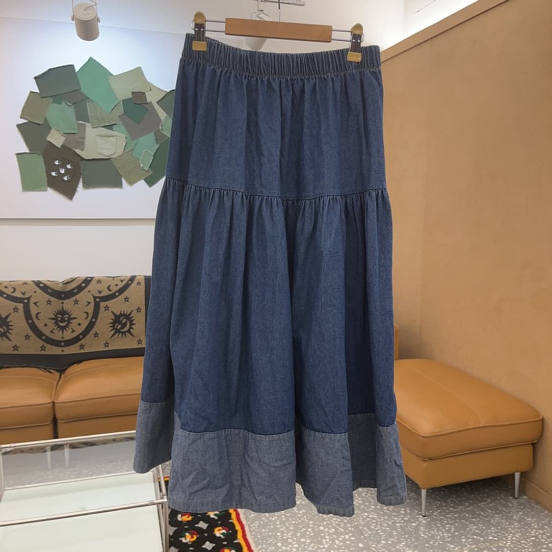 빈티지 모리걸 키치 캉캉 플레어 데님 롱스커트 25인치 C07905 상품이미지3