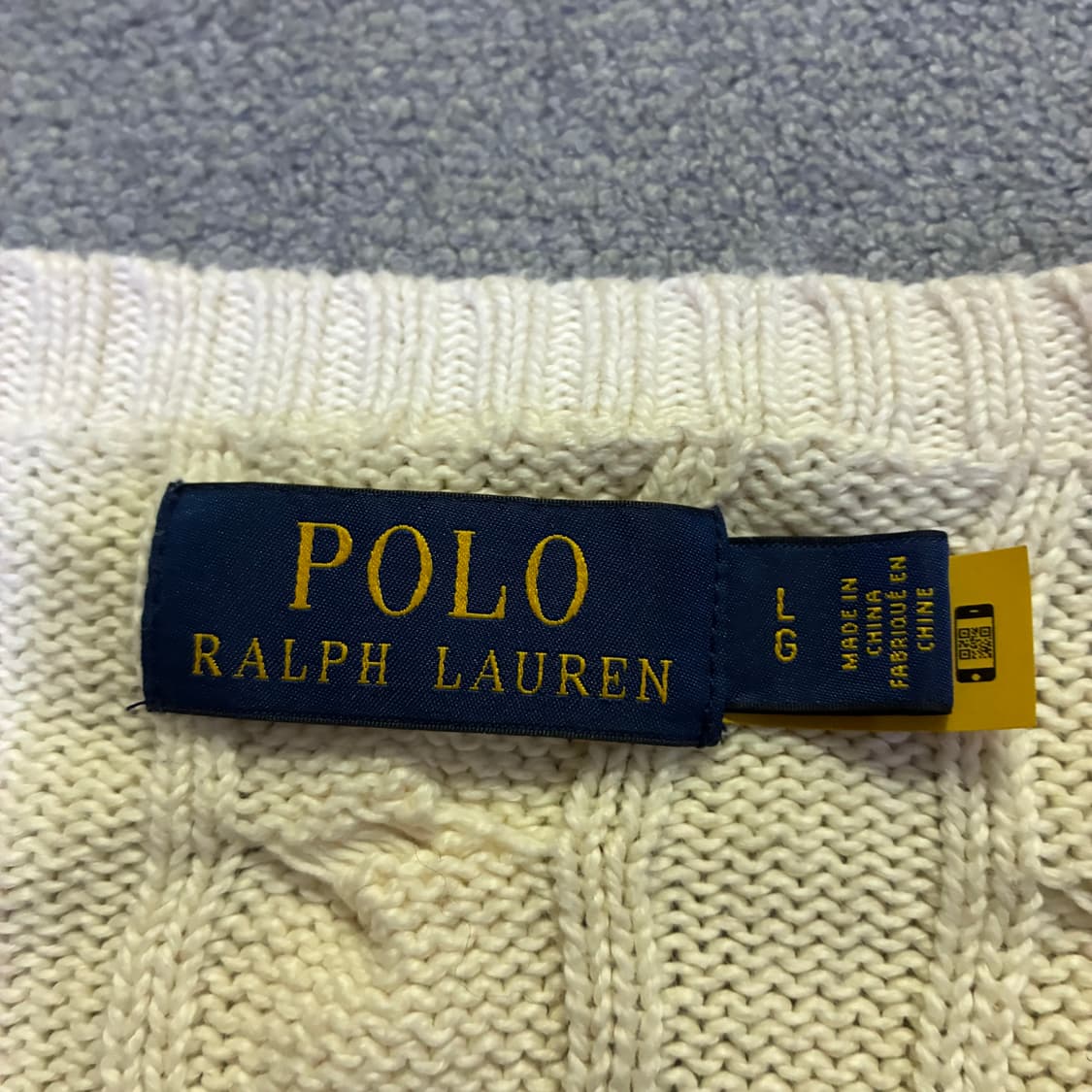 폴로 랄프로렌 케이블 니트 아이보리 L 상품이미지4