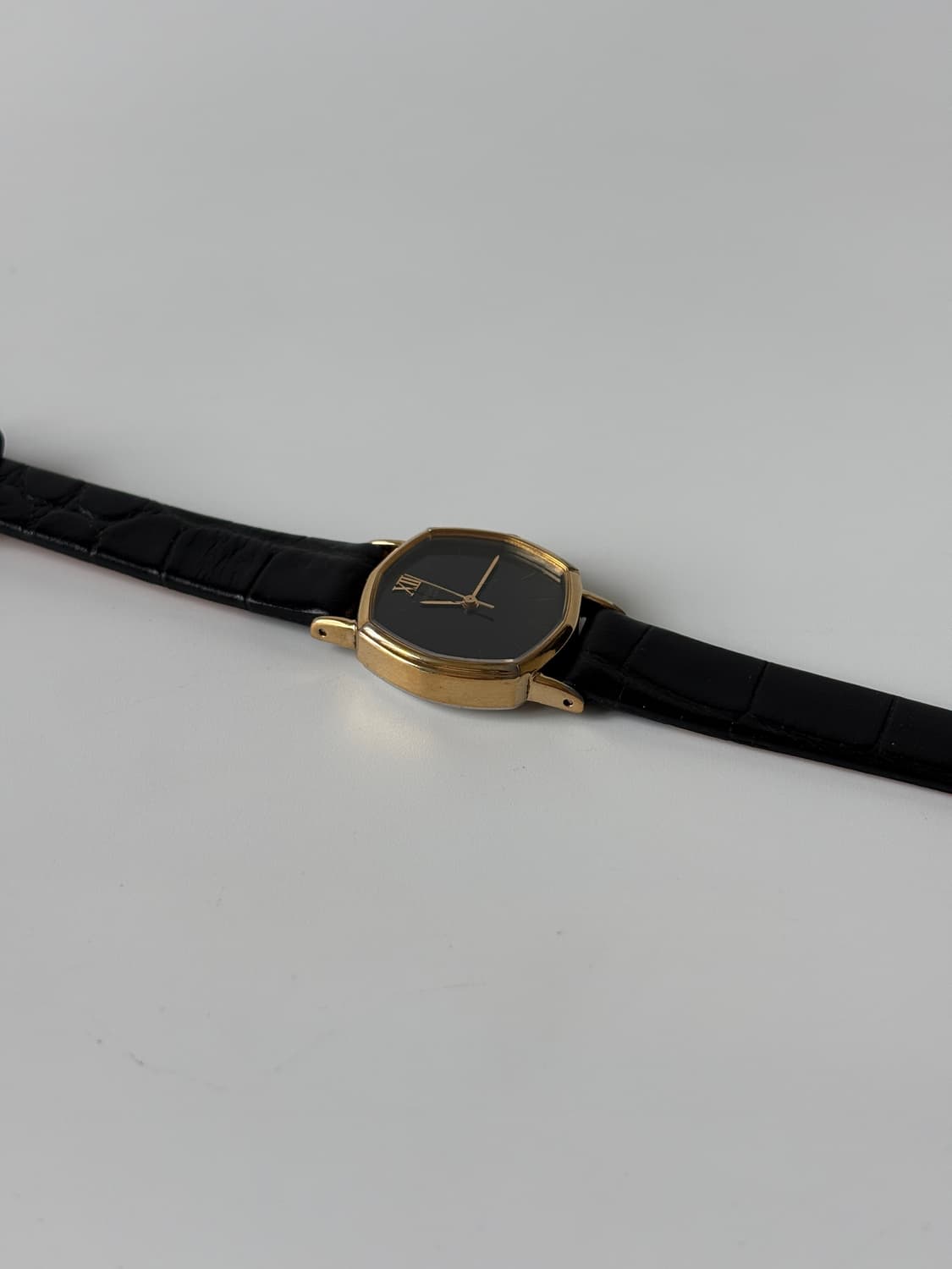 1980년대 블랙 다이얼 골드 옥타곤 쿼츠 여성 상품이미지6