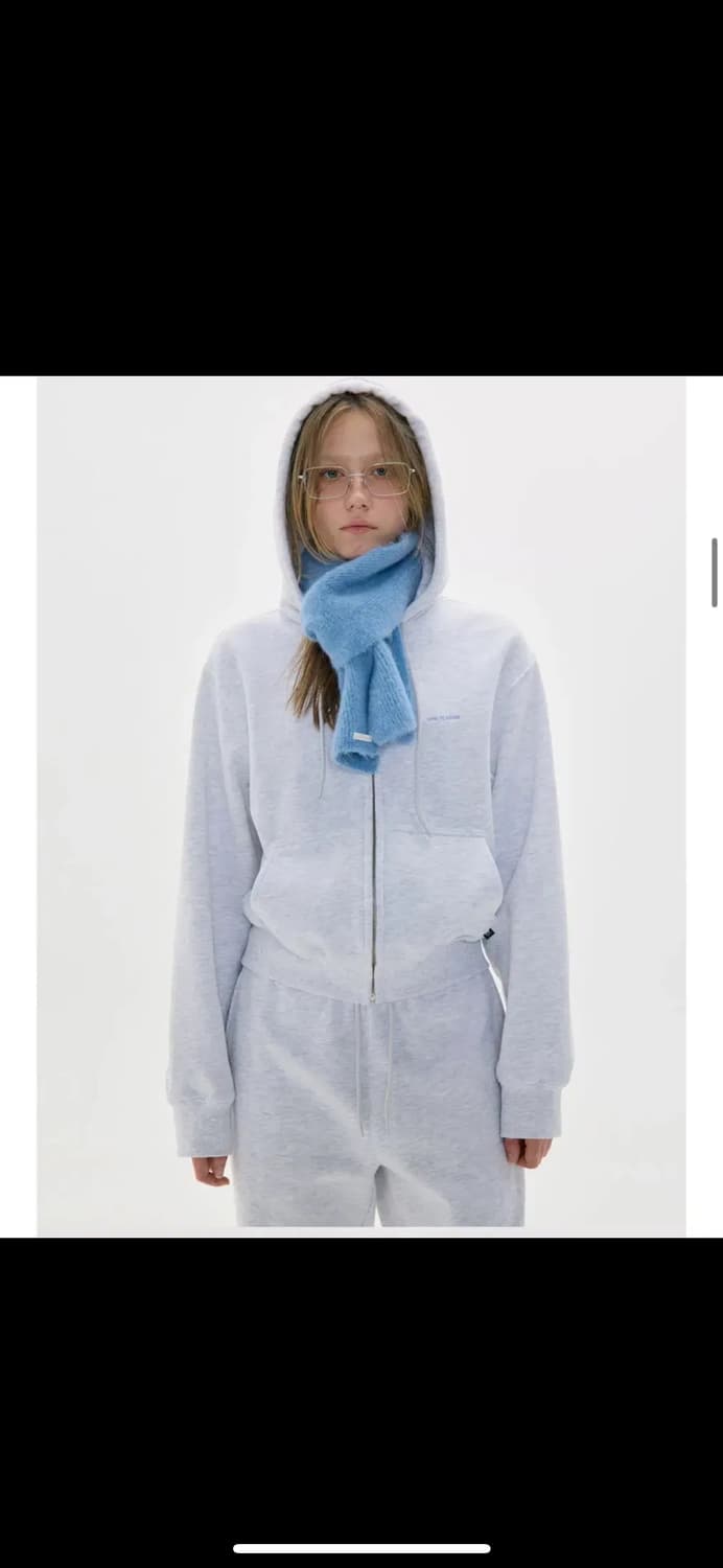 로우클래식 플리스 라인 집업 후디 - 라이트 멜란지 그레이 상품이미지2