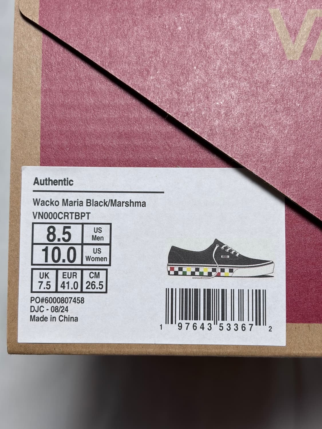 와코마리아 x 반스 어센틱 블랙 체커보드 26.5 상품이미지6