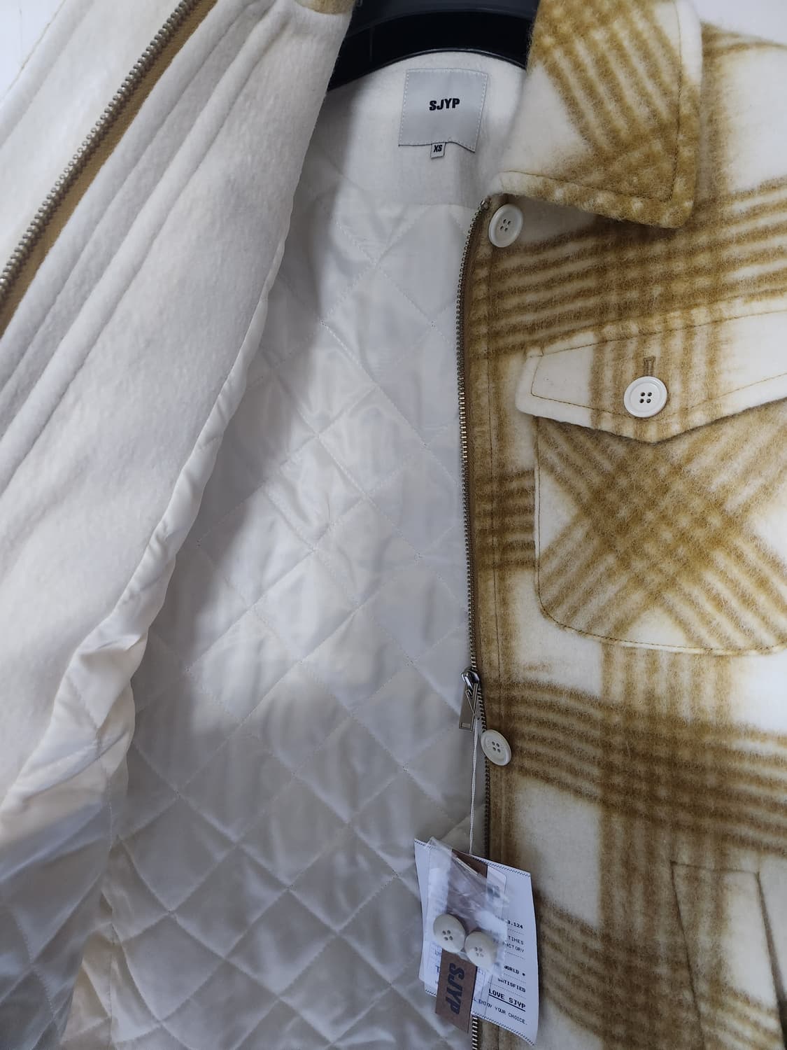 SJYP 한섬 시스템 SJ 타탄체크 겨울 울 코트 셔켓 44~55 사이즈 상품이미지2