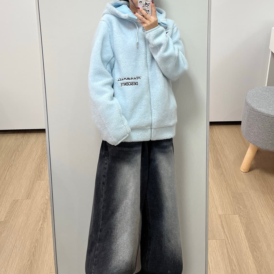 데상트x마세라티 스카이블루 셰르파 플리스 자켓 상품이미지2