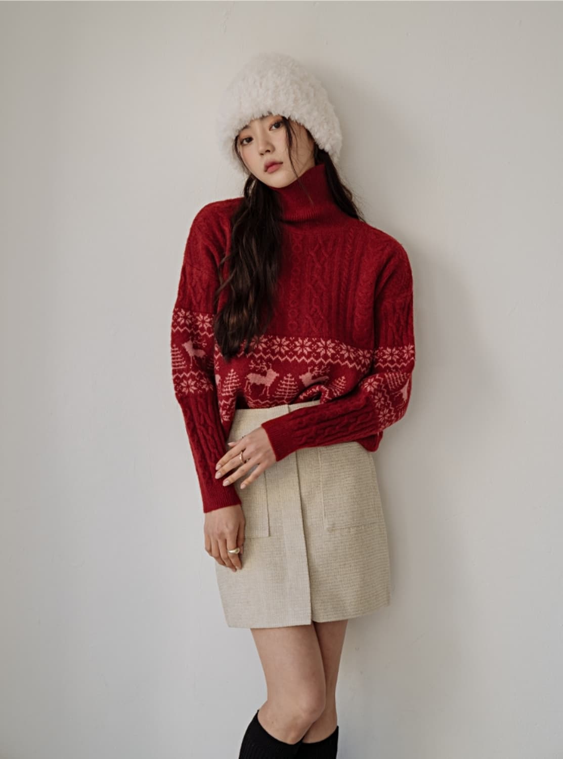 (김소은 착용)노르딕 폴라넥 니트 스카이블루 상품이미지2