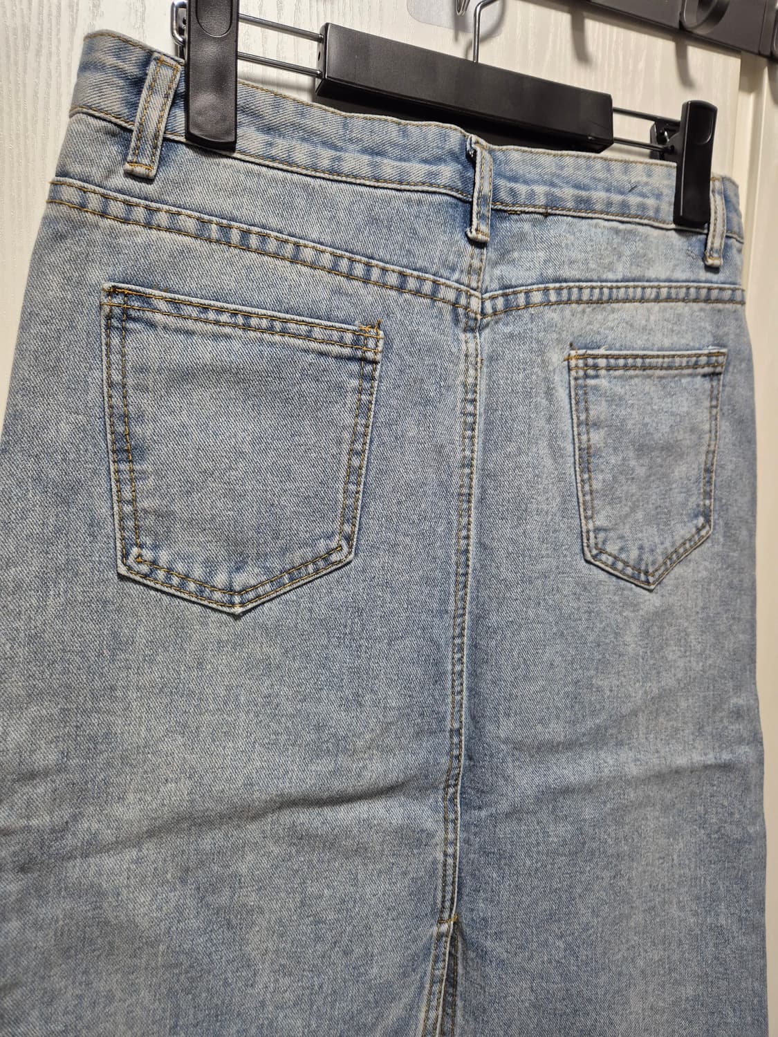 (새상품)vtg 연청 데님 스커트 H라인 미디 스커트 상품이미지9