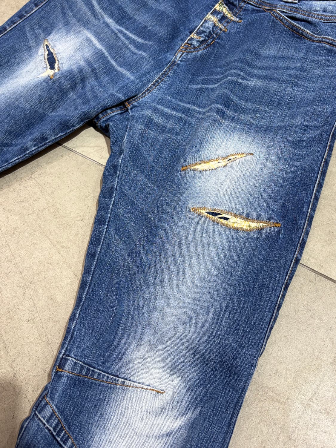 ppfm 락 펑크 패치워크 커브드 데님 팬츠 상품이미지3