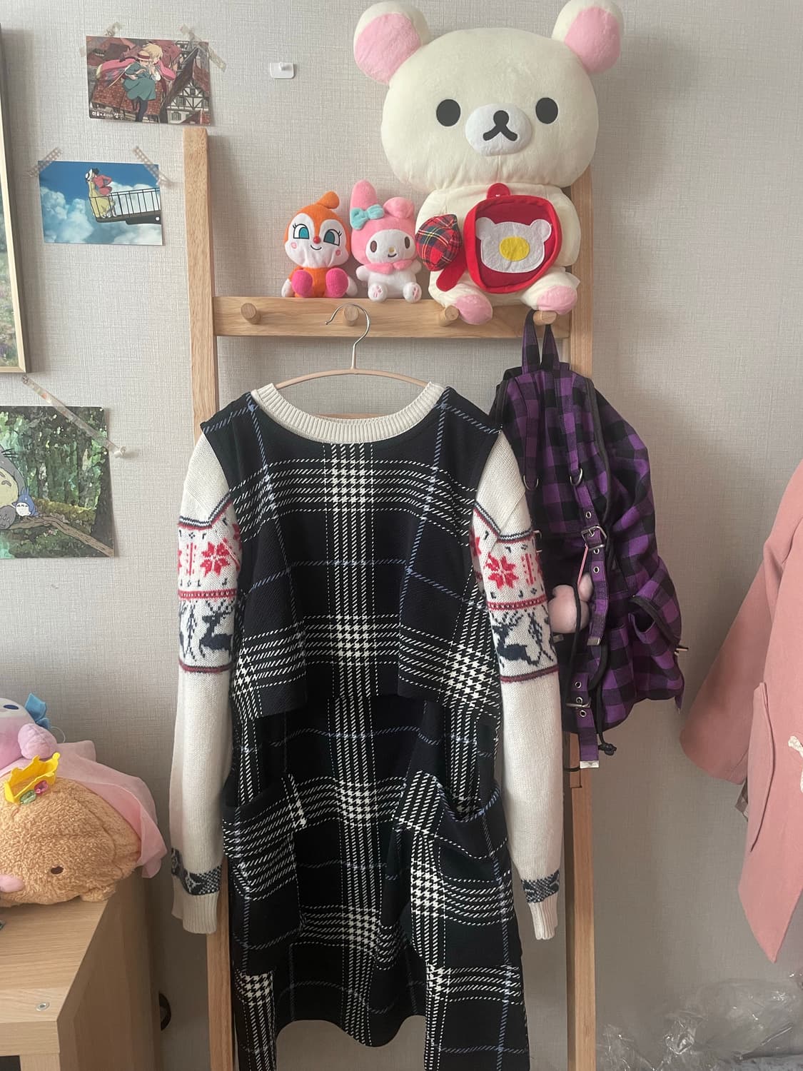 모리걸 빈티지 노르딕 니트 원피스 set❄️🖤 상품이미지1