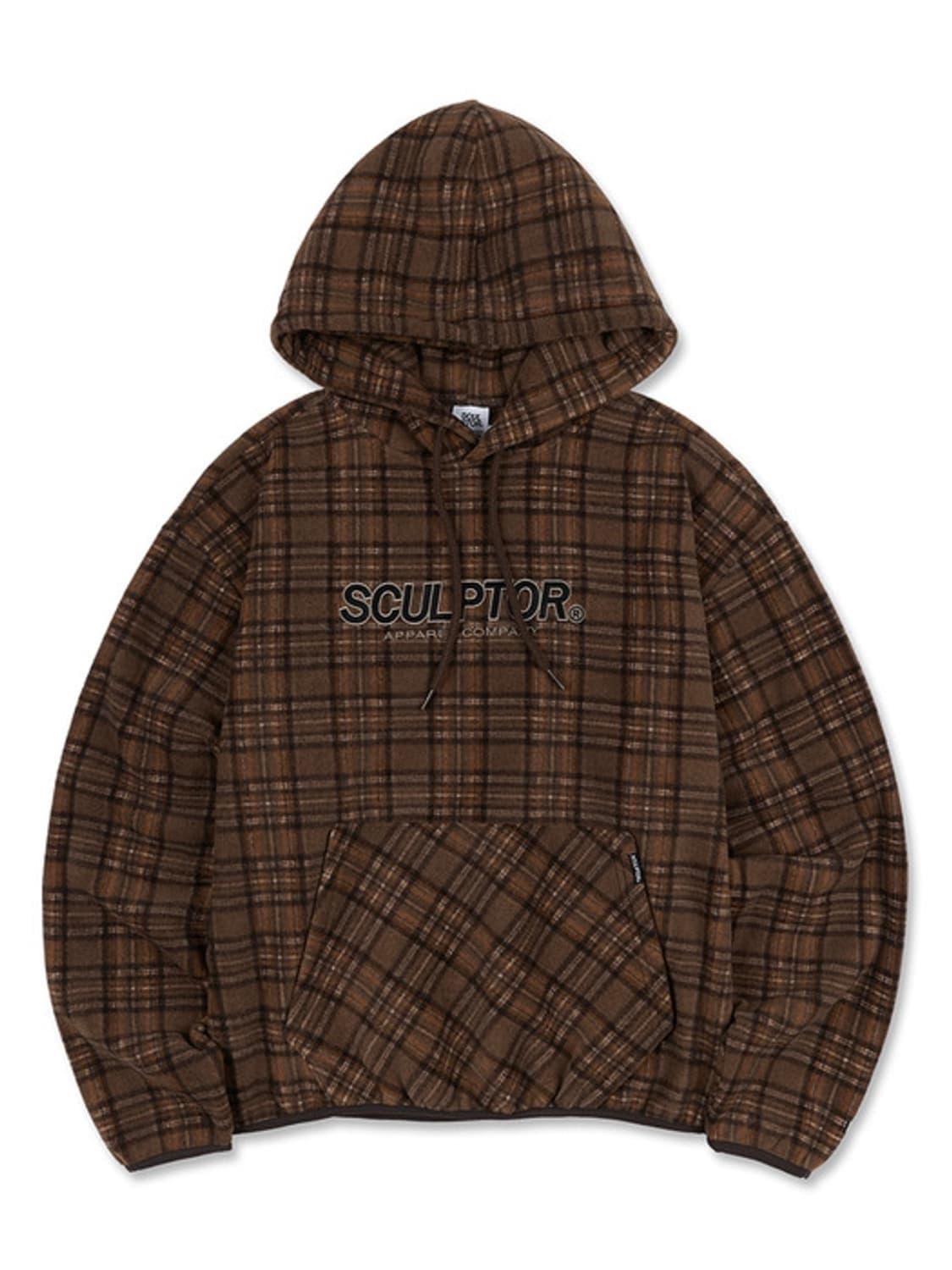 스컬프터 브라운 체크 후드티 플리스 후리스 후디 상품이미지3