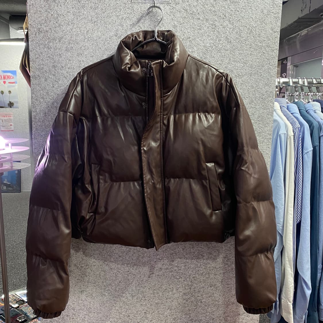 빈티지 브라운 레더 크롭 패딩 B3012 상품이미지2