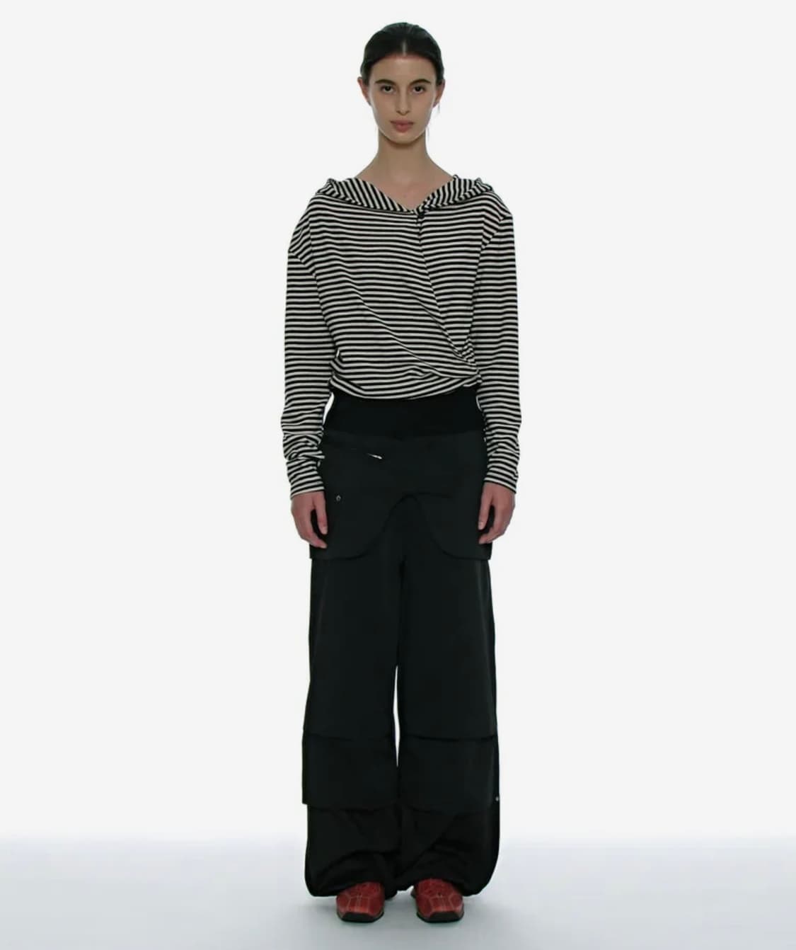 파르티멘토 2WAY 벨티드 레이어드 파라슈트 팬츠 블랙 S 상품이미지1