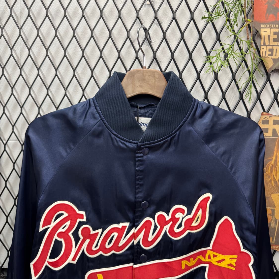 90s 트라이마크 애틀란타 코치자켓 전면 빅로고 포인트 네이비 상품이미지3
