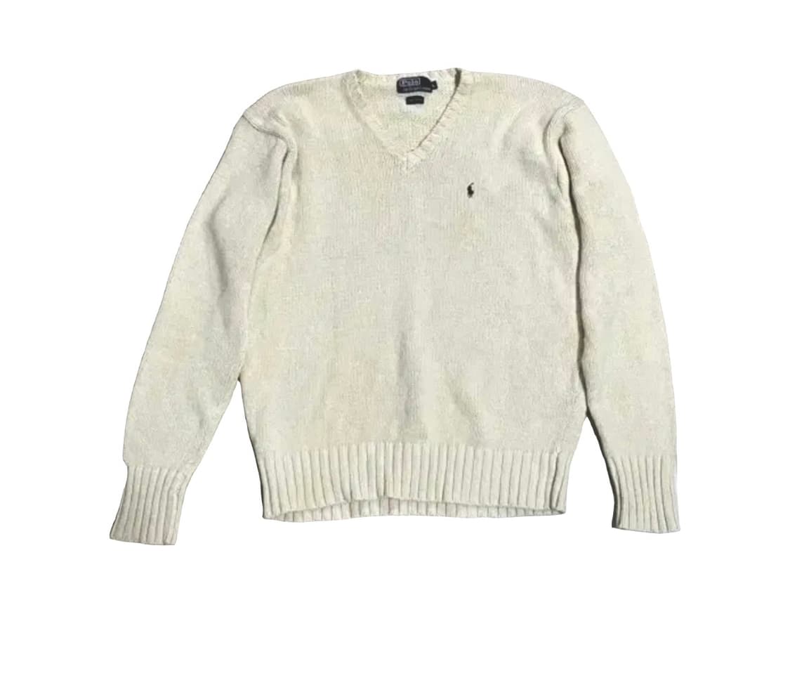 빈티지 폴로 랄프로렌 브이넥 니트 아이보리 상품이미지1